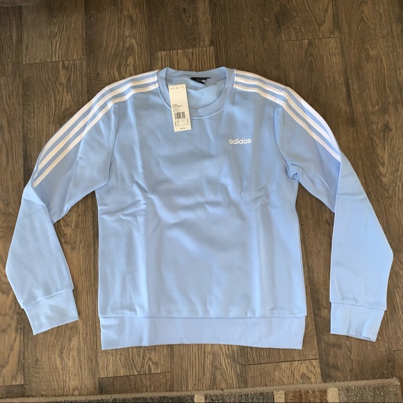 adidas Tops - Adidas blue 3 stripes crewneck sweatshirt